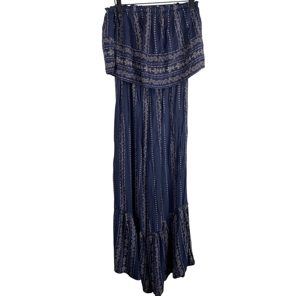 Japna BOHO Flowy Gypsy Festival Bell Bottom Elastic Pull On Jumpsuit Size Medium
